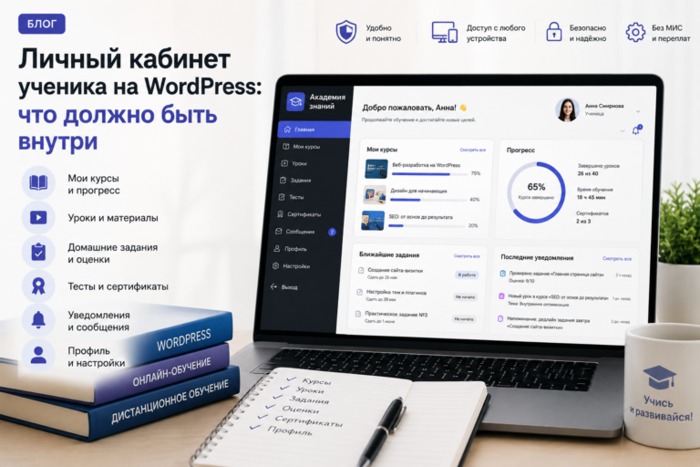 Личный кабинет ученика на WordPress: что должно быть внутри