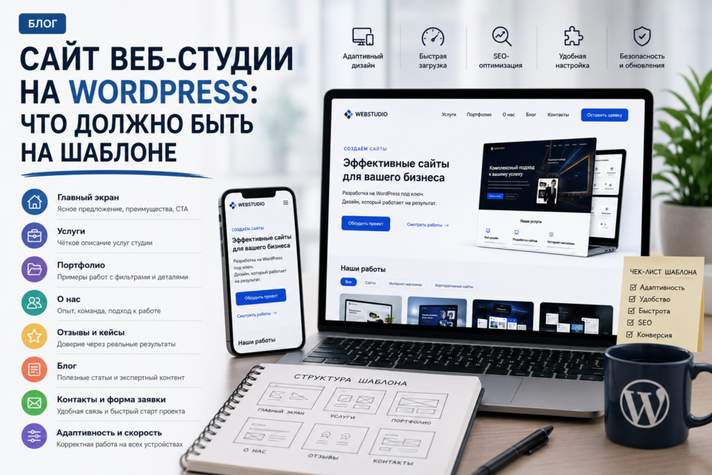 Сайт веб-студии на WordPress: что должно быть на шаблоне